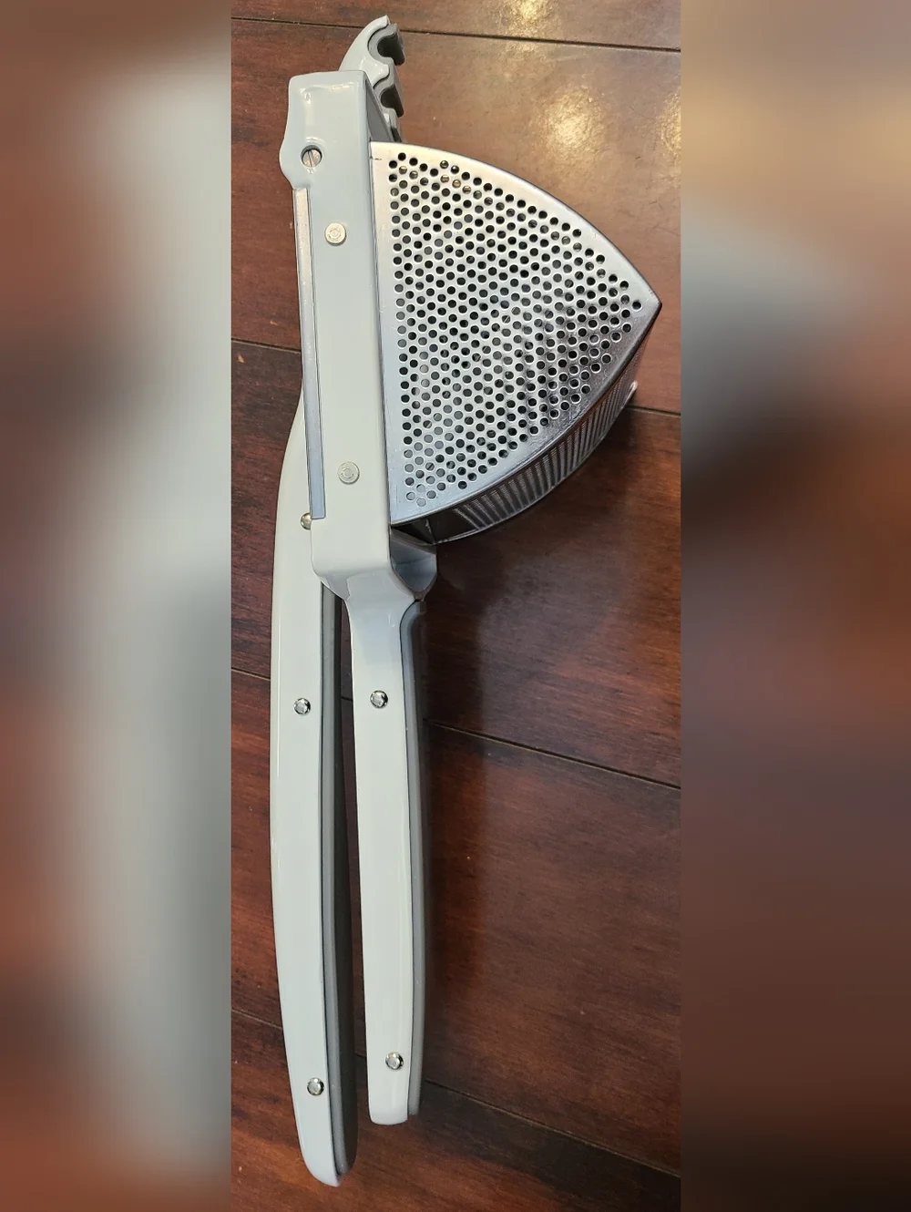 Sur La Table Stainless Steel Potato Ricer with Rubber White Handles Heavy